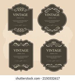 Set Vintage Label Dark Brown Color Stock Vector (Royalty Free ...