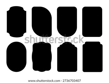 Set of vintage label and frame shapes in black color. Retro templates for patches, insignias, overlays and pacing.