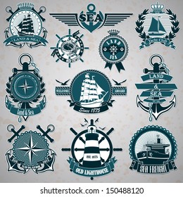 Set Of Vintage Label With A Nautical Theme