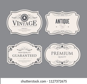 set of vintage label old fashion. antique banner illustration vector.