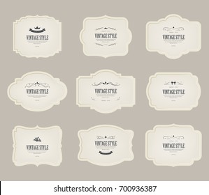 set of vintage label and old fashion classic design. illustration vector.