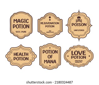 Set vintage label for potions, tinctures and elixirs. Vector vintage banner. All objects have been repainted.