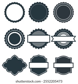 Set of vintage label shapes. Retro shapes. Label badges and frames.