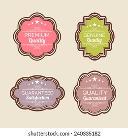 Set of vintage label, sticker or tag on beige background.