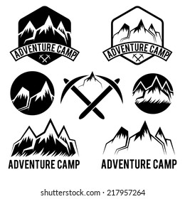 set of vintage labels adventure camp