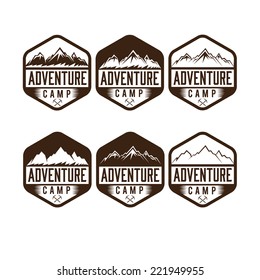 set of vintage labels adventure camp