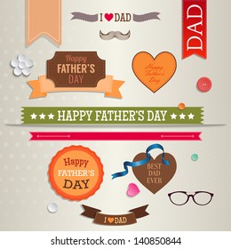 Set of vintage labels, badges and stickers for Father's day. Greeting card design