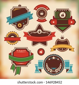 set of vintage labels and badges vector illustration