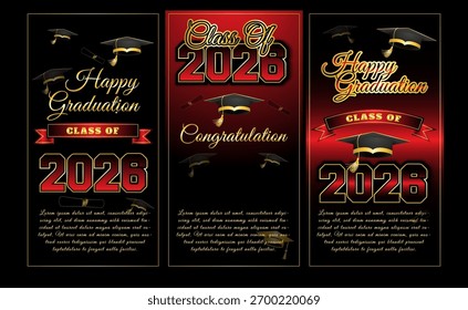conjunto de etiquetas vintage e banners classe de 2026
