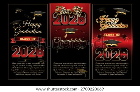 set of vintage labels and banners class of 2026