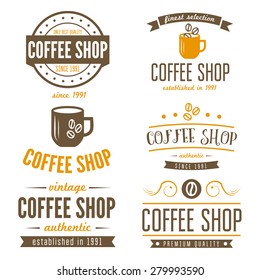 Set of vintage labels, emblems, and logo templates of coffee shop, cafe, cafeteria, bar or restaurant