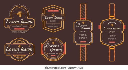 Set Of Vintage Labels As Emblems, Stickers, Or Badges For Bakery, Assorted Biscuit, And Cookies.