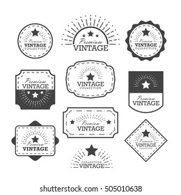 Set vintage labels and frame. Vector illustration.