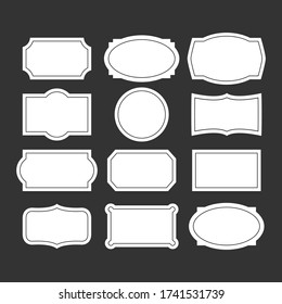 Set of vintage labels. Frames, badges, tags, sticker blank templates, wedding cards. Collection of mockups. Vector illustration