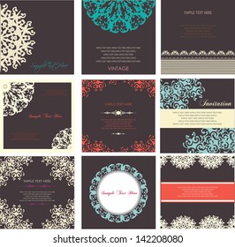 set of vintage labels and invitation cards,patterns