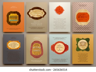 Set of Vintage Labels, Logo, Frames and Brochures. Vector Design Templates Collection for Banners, Flyers, Placards and Posters. Retro Backgrounds.