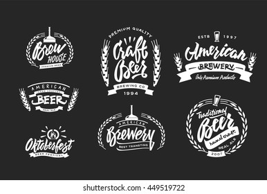 Set of Vintage Labels, Logo Templates For Beer House, Brewing Company, Pub, Bar