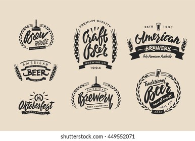 Set Of Vintage Labels, Logo Templates For Beer House, Brewing Company, Pub, Bar