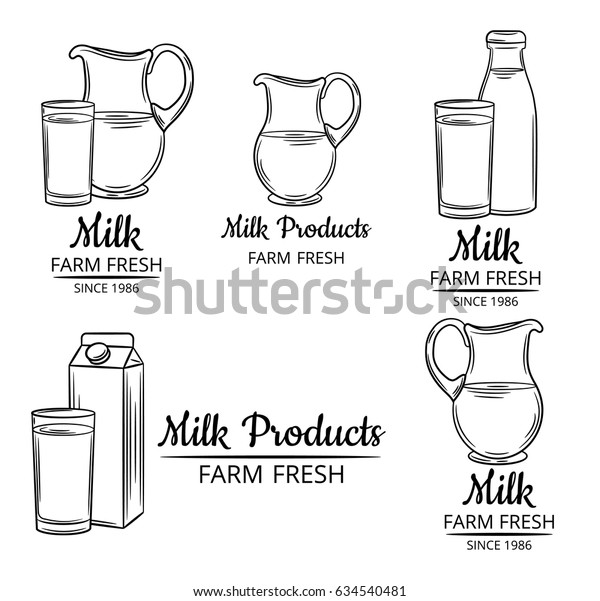Set Vintage Labels Milk Posters Stamps Stock Vector (Royalty Free ...