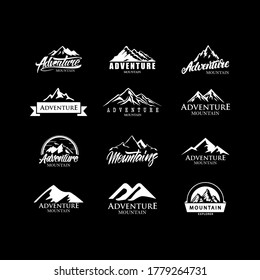 Set of vintage labels mountain adventure vector image