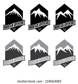 set of vintage labels mountain adventure