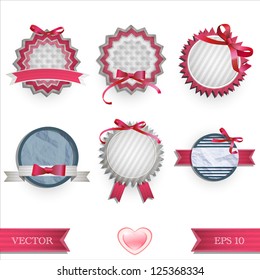 Set of vintage labels with nice ribbons. Vector design.