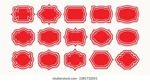 Set of vintage labels and red badge shape. Label and badges shape collections. Retro labels, badges and banners decorative element