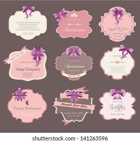 set of vintage labels with ribbons