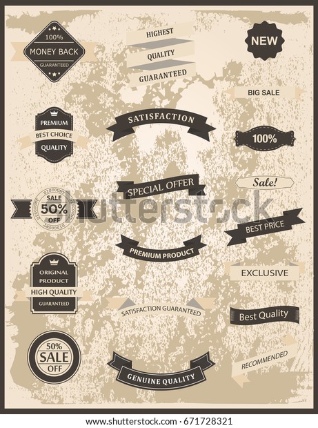 Set of vintage Labels, Ribbons, Sticker and\
Badges design elements.