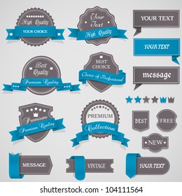  Set of vintage labels and ribbons.Vector design elements