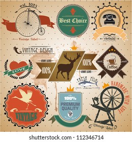 set of vintage labels and stamps color