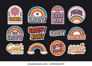 Set of vintage labels, stickers, logos and badges in retro style