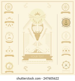 set of vintage  labels styled design hipster icons Vector signs and symbols templates