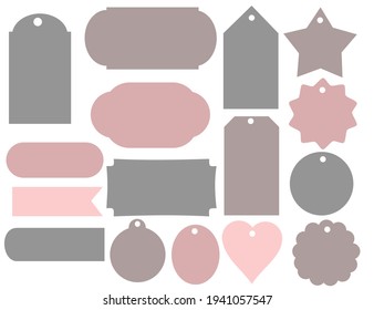 Set of vintage labels.Collection of vintage frames.Text box vector design.Flat vector banners isolated background.Gift tags with hole.