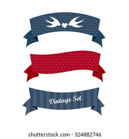 Set of vintage labels.Ribbons