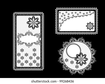 Set of vintage lace backgrounds with frame decorated with lace and flowers