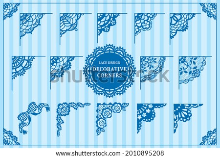 Set of vintage lace corners. Vector illustration.