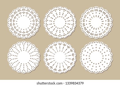 Set of Vintage Lace Doilies, Decorative Paper Cut Out Design