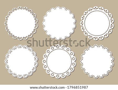 Set of Vintage Lace Doilies, Paper Cut Out Design, Laser Cut Template