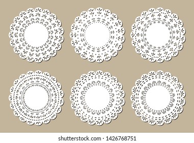 Set of Vintage Lace Doilies, Place Mats, Decorative Paper Cut Out Design