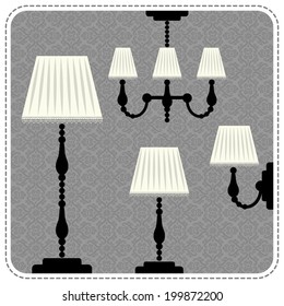 Set with vintage lamps