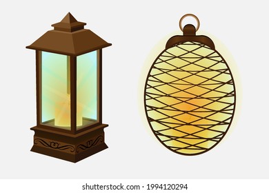 Set of vintage  lanterns on white background.