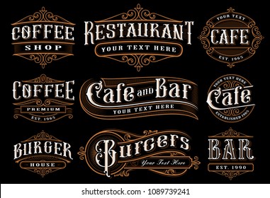 Set of vintage lettering illustration for the catering. Vector design for the restaurants, cafe, bar, coffee shops and other. All objects are on the separate groups.