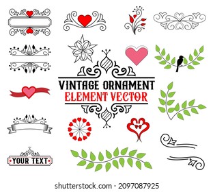 set of vintage line art, beautiful vintage ornamental vector retro frame, decorative border vector illustration