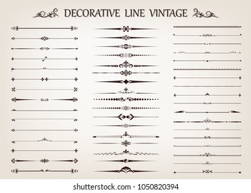 set of vintage line with beautiful filigree,ornamental retro frame, decorative antique border, vector illustration