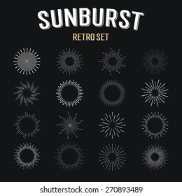 Set of vintage linear sunbursts.