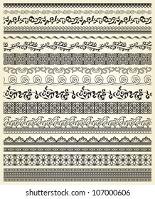  Set of vintage lines on beige background