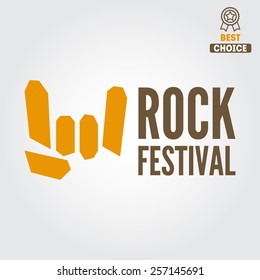 Set of vintage logo, badge, emblem or logotype elements for rock festival, musical performance or guitar party