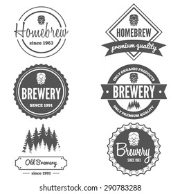 Set of vintage logo, badge, emblem or logotype elements for beer, beer shop, home brew, tavern, bar, cafe and restaurant