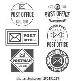 Set of vintage logo, badge, emblem or logotype elements for post office or other design
